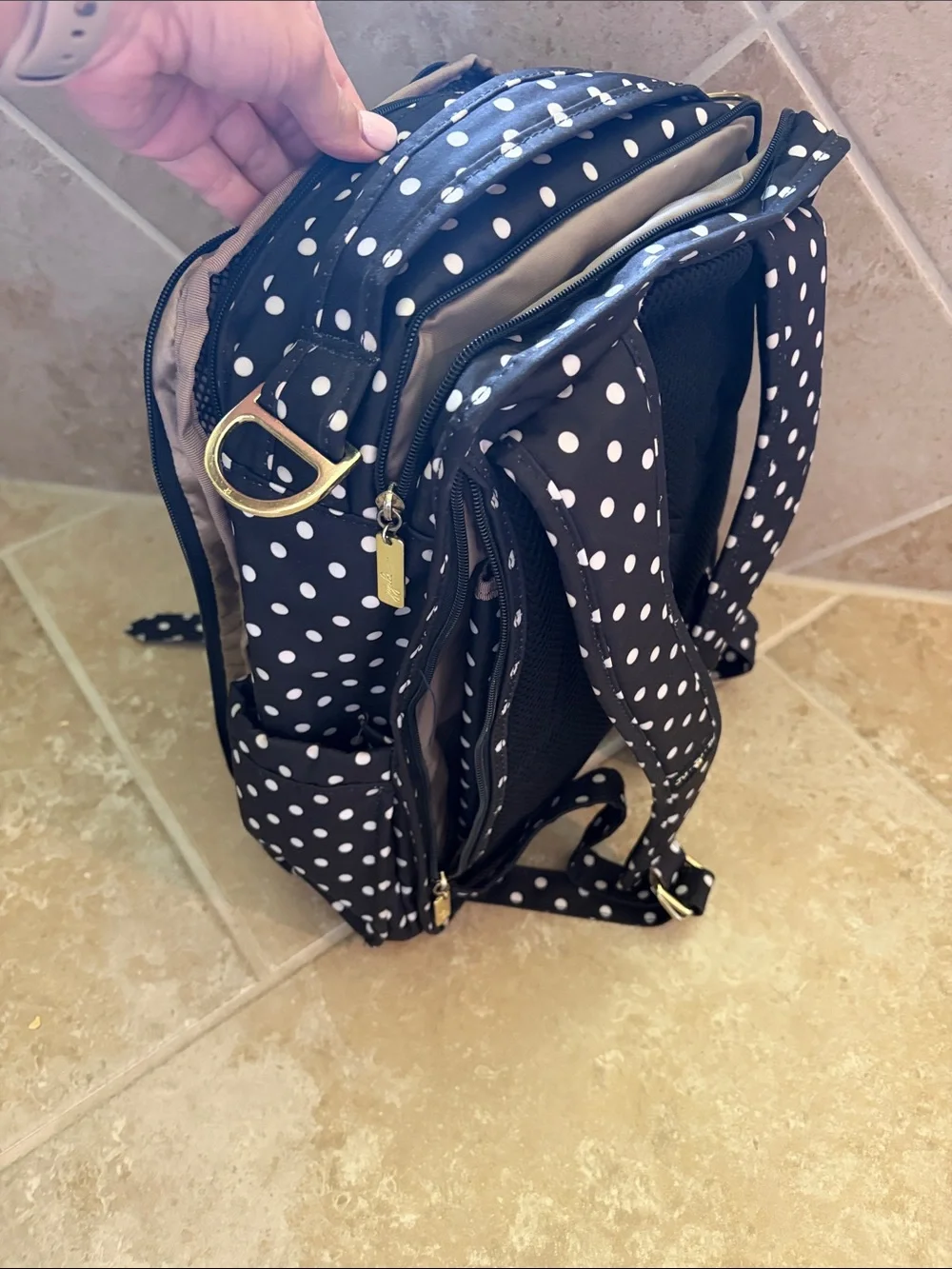 Ju-Ju-Be Black and White Polka Dot diaper Backpack *Gently Used*